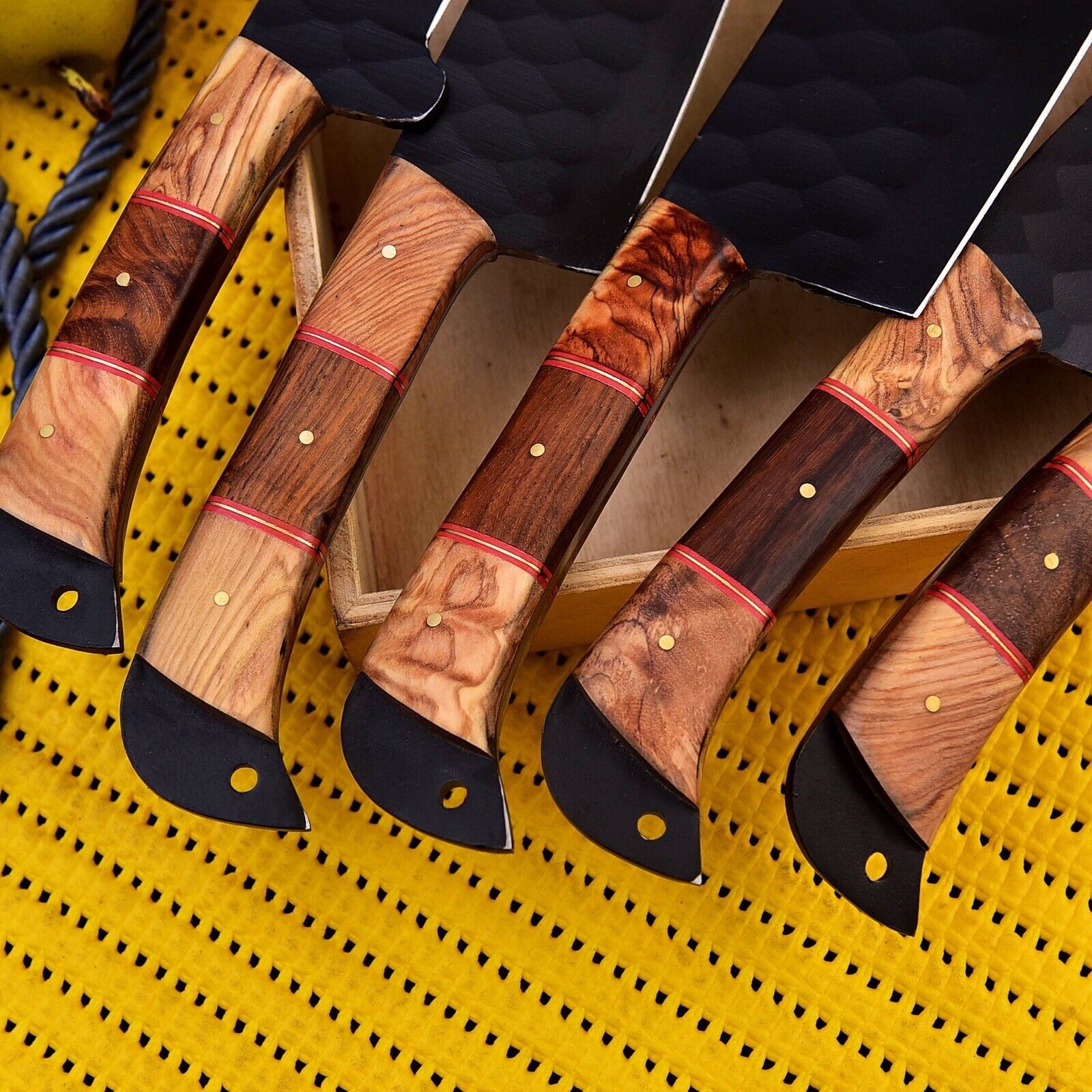 Black Carbon Steel Chef Knife Set - Image 4