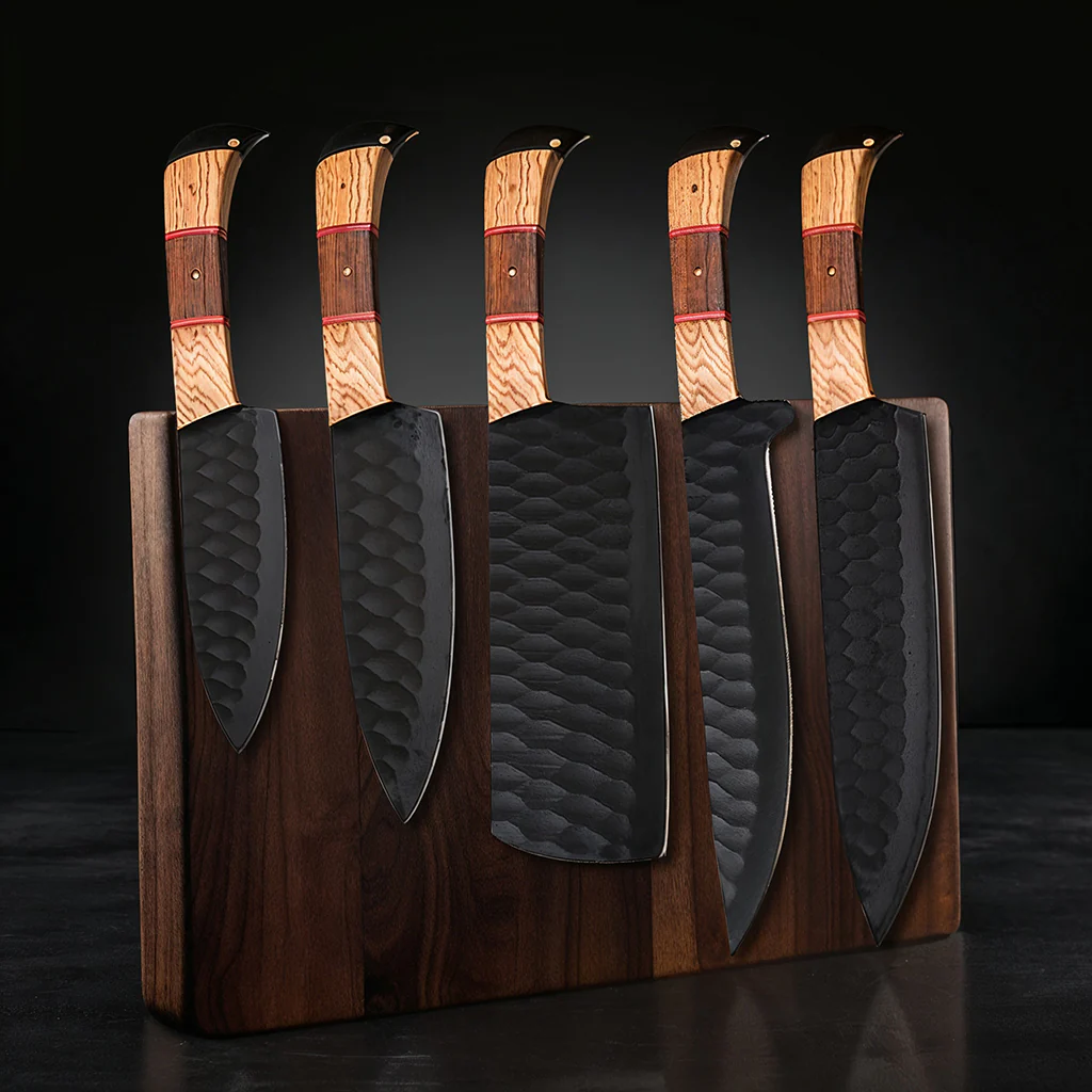 Black Carbon Steel Chef Knife Set - Image 7