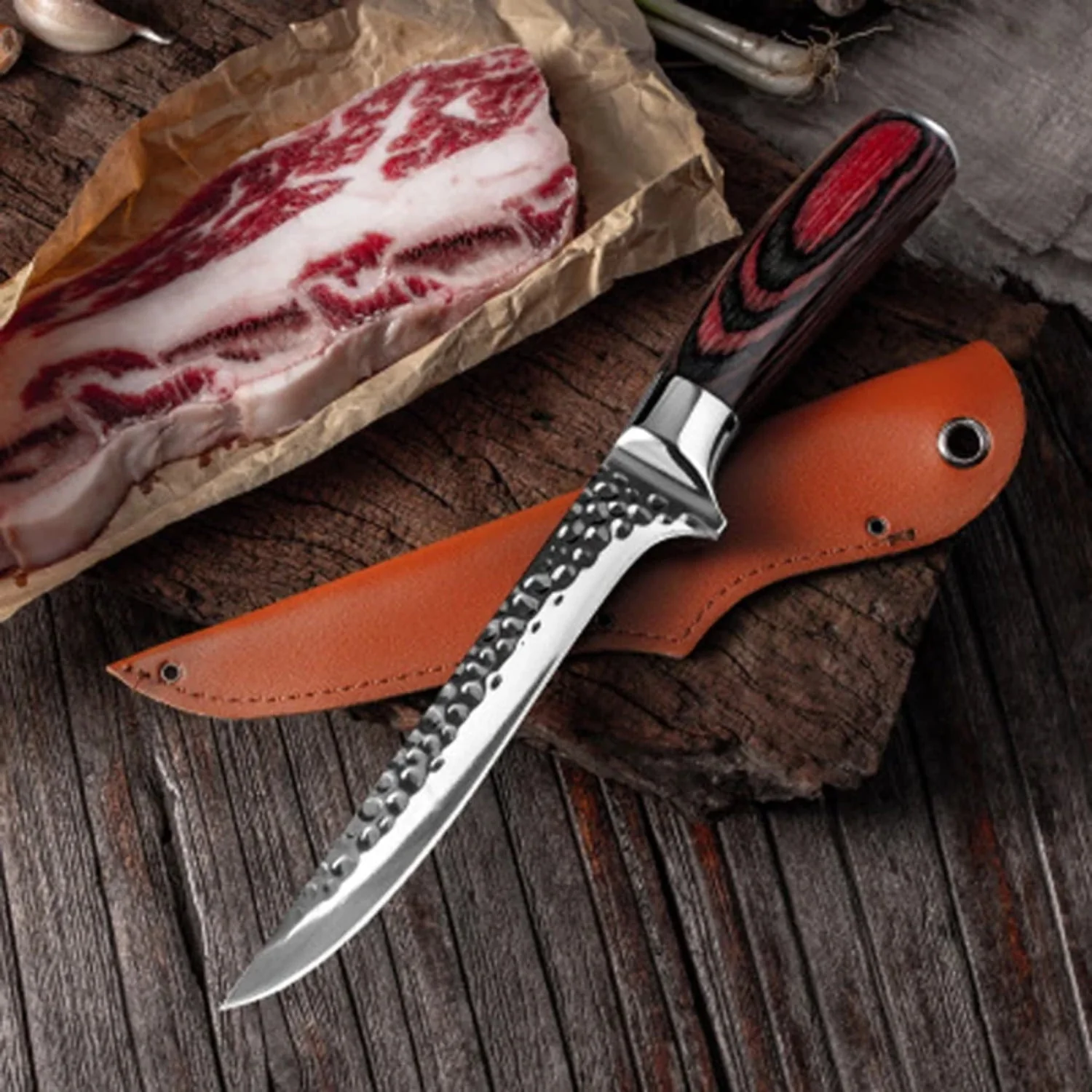 Hand-Forged Damascus Boning Knife - Image 7