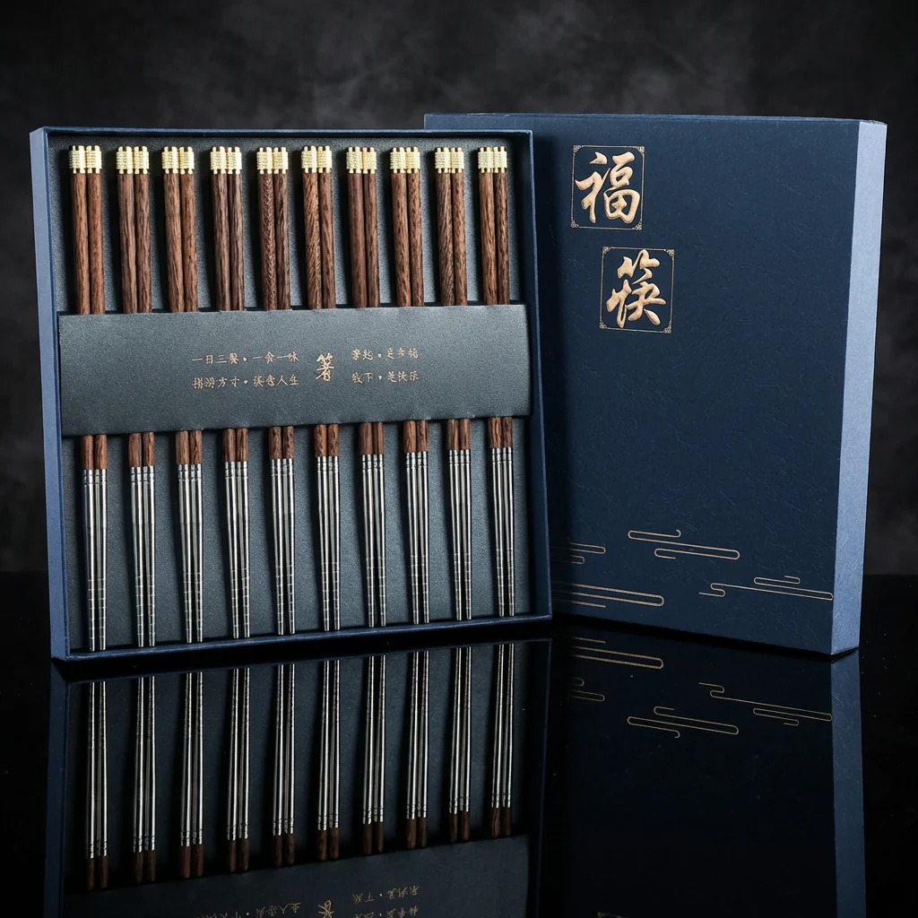 Signature Chopsticks – Wood, Copper & Stainless Steel - Image 2