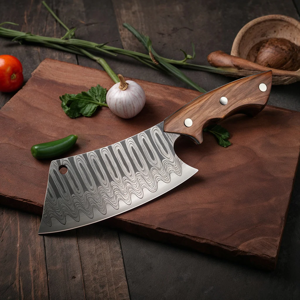 Hand Forged Meat Cleaver Knife Japanese Kitchen Knife with Sheath - Image 5