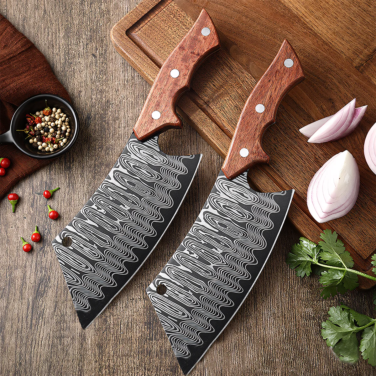 Hand Forged Meat Cleaver Knife Japanese Kitchen Knife with Sheath - Image 7