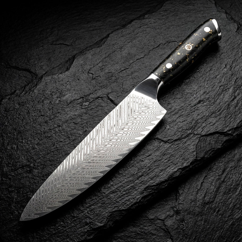 Chef Santoku Knife Damascus Butterfly Pattern - Image 3